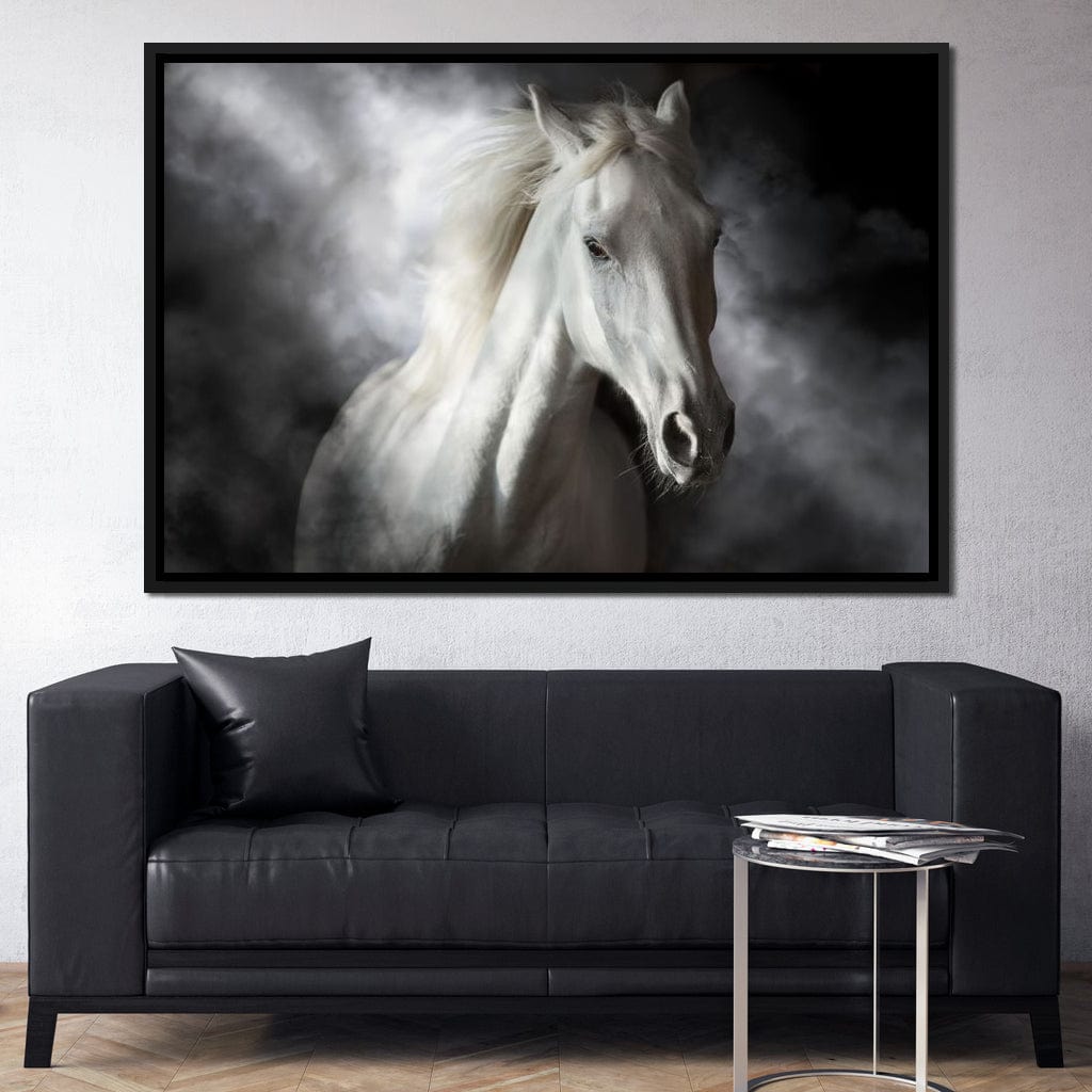 White Stallion Canvas Wall Art