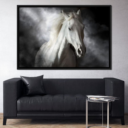 White Stallion Canvas Wall Art