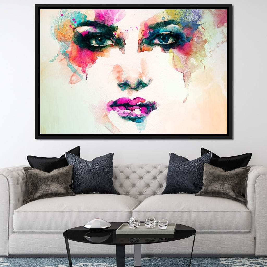 Watercolor Abstract Woman Portrait Canvas Wall Art