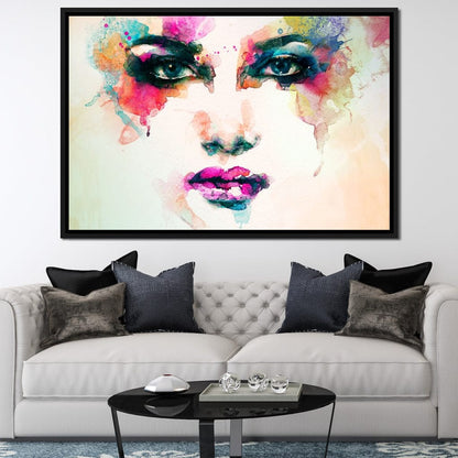 Watercolor Abstract Woman Portrait Canvas Wall Art