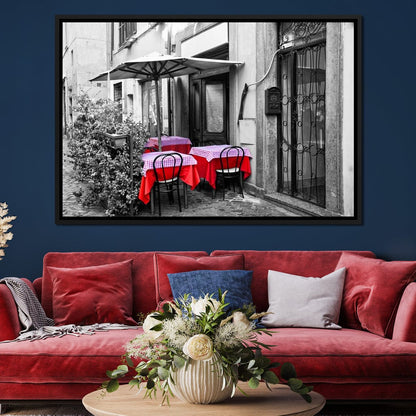 Red Tables In Rome Canvas Wall Art