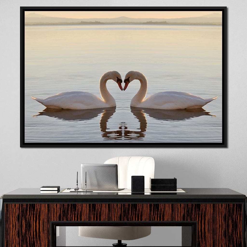 Swans On The Lake Canvas Wall Art
