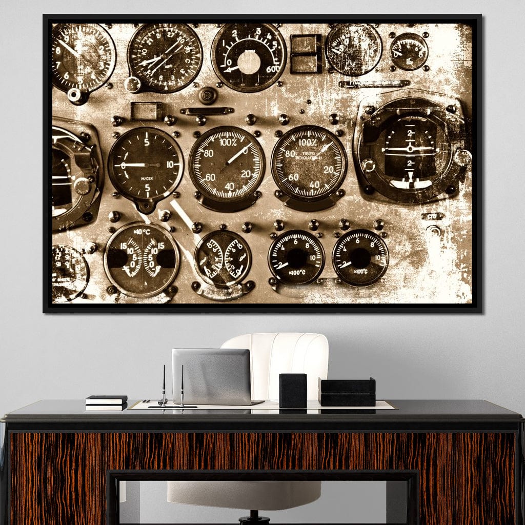Retro Airplane Instruments Canvas Wall Art
