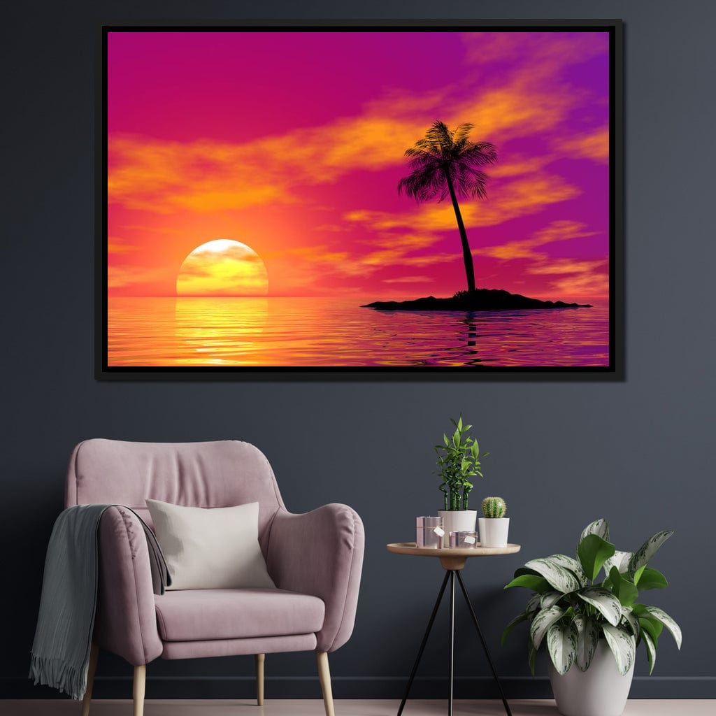 Sunset Island Canvas Wall Art