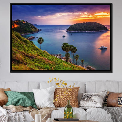 Boats Watching The Sunset Canvas Wall Art