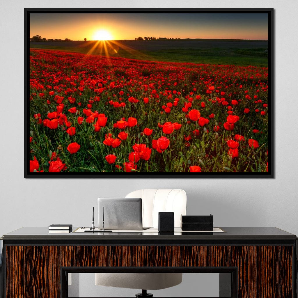 Red Poppies Field Canvas Wall Art