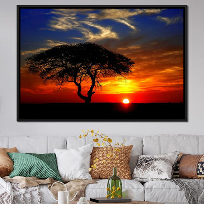 African Landscape Sunset Canvas Wall Art