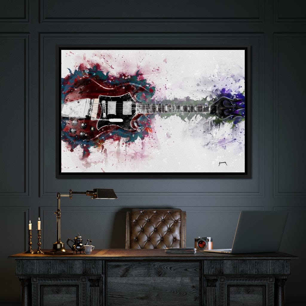 Angus Young's Red Guitar Canvas Wall Art