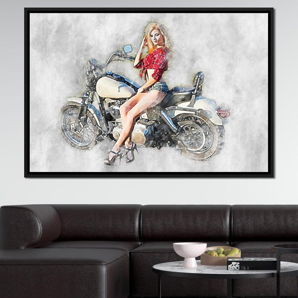 Girl Motorcycle - Mateo Canvas Wall Art
