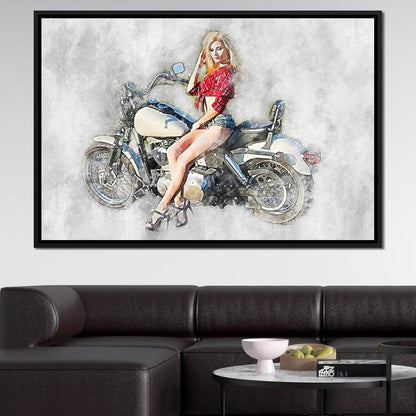 Girl Motorcycle - Mateo Canvas Wall Art