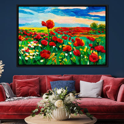 Field of Red Poppies Canvas Wall Art