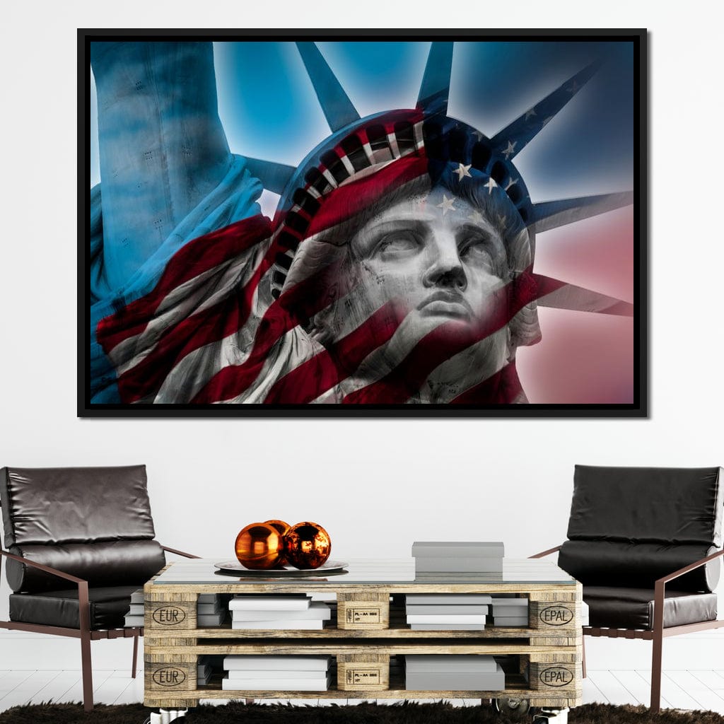 Patriotic Statue of Liberty Canvas Wall Art