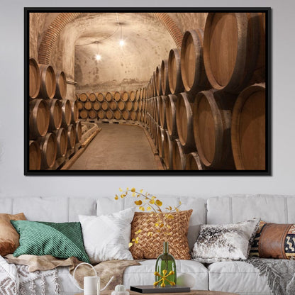 Barrels of Wine Canvas Wall Art