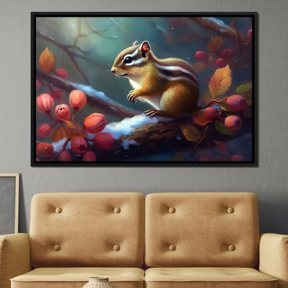 Winter Chipmunk Canvas Wall Art