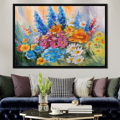 Abstract Bouquet of Spring Flowers Canvas Wall Art