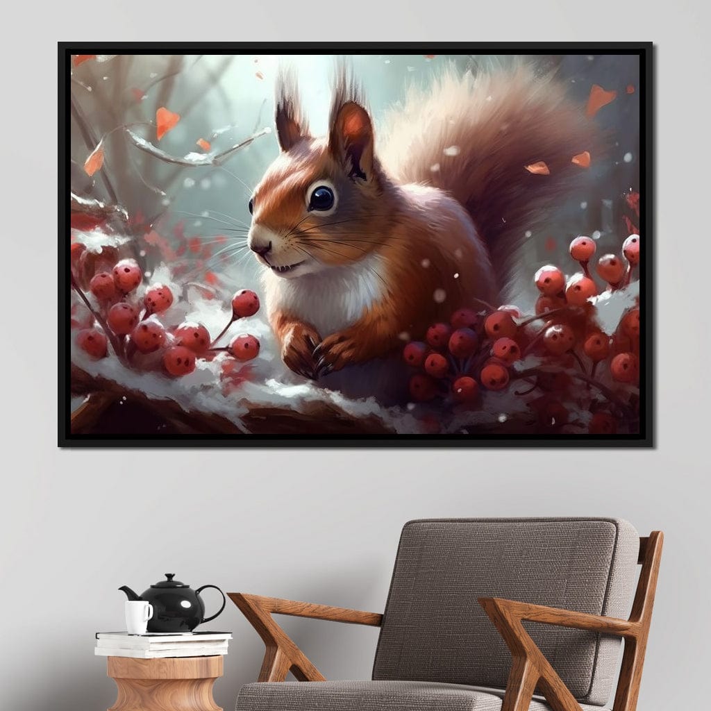 Winter Squirrel Canvas Wall Art