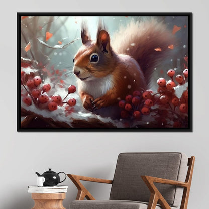 Winter Squirrel Canvas Wall Art