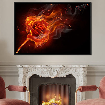 Rose on Fire Canvas Wall Art