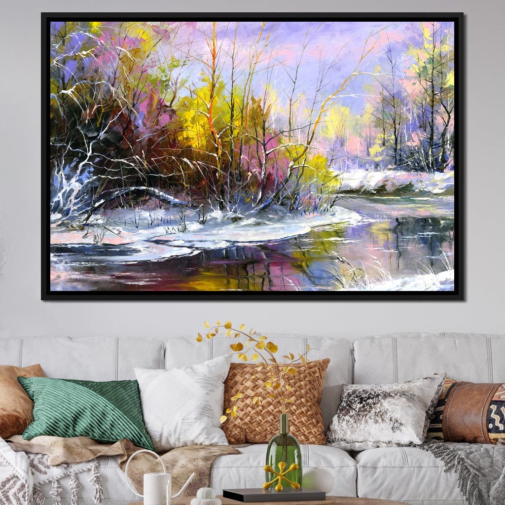 Winter Stream Canvas Wall Art