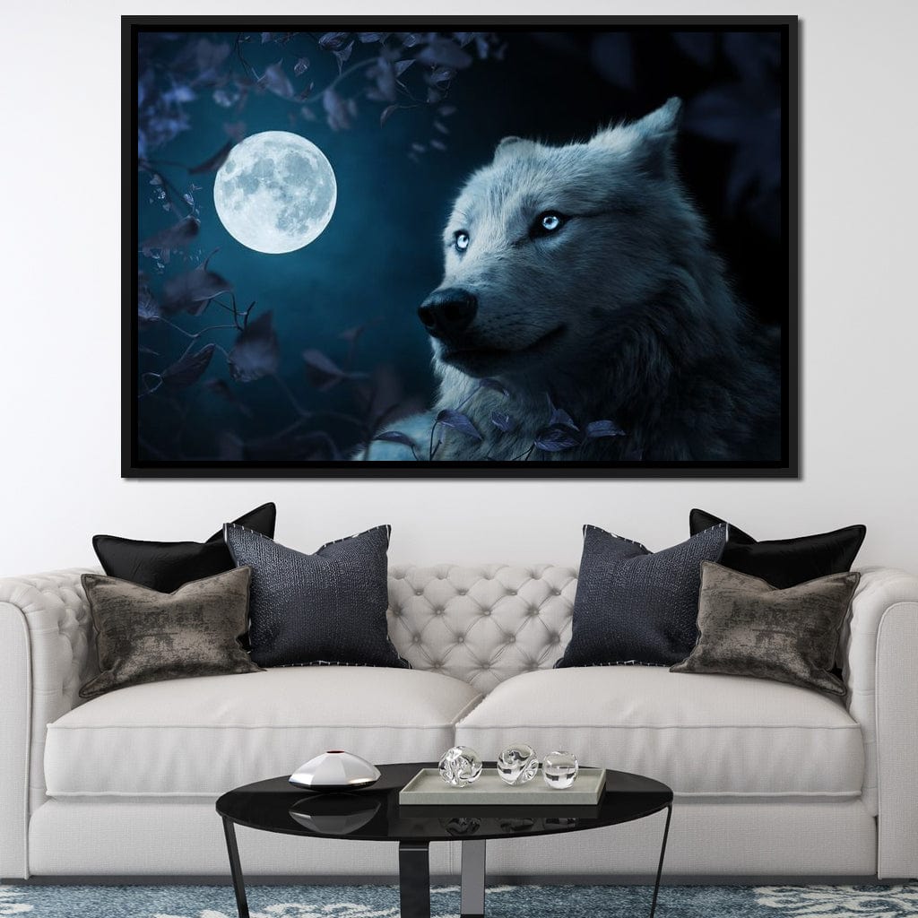 Wolf Full Moon Canvas Wall Art