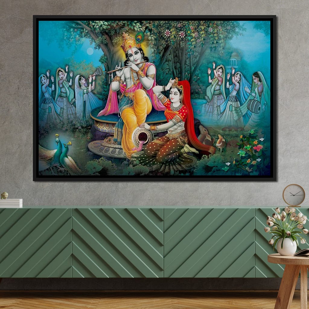 Radha & Krishna Love Tree Canvas Wall Art