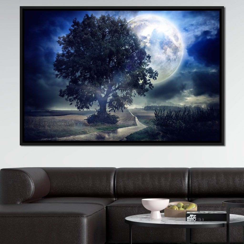 Giant Moon Summer Night Canvas Wall Art