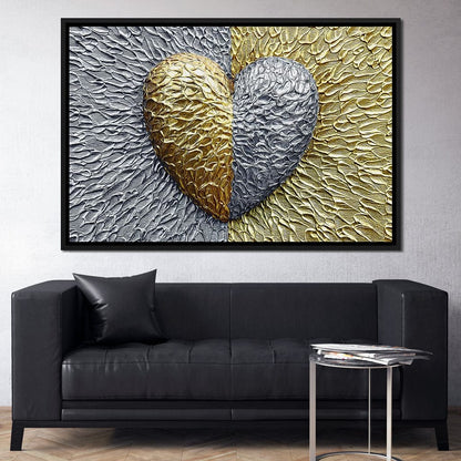 Due Color Heart Canvas Wall Art