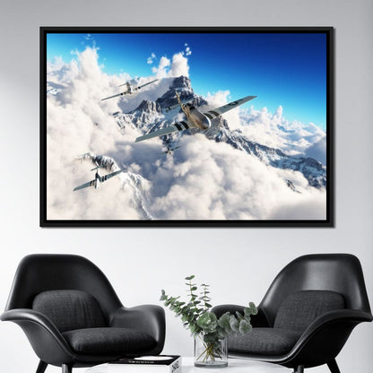 P51 Mustangs Winter Squadron Canvas Wall Art