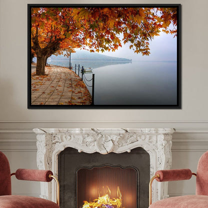 Lakeshore by Fall Canvas Wall Art