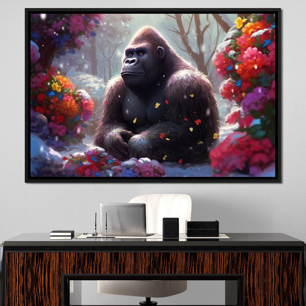 Winter Gorilla Canvas Wall Art
