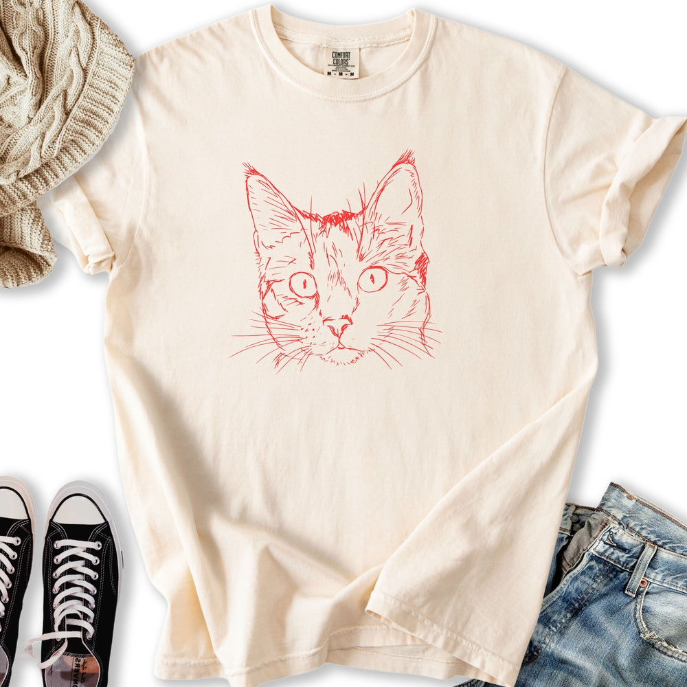 Vintage Cat Sketch Relaxed Tee