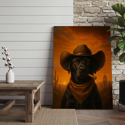 Dog Cowboy Sunset 3D Wrapped Canvas Wall Art