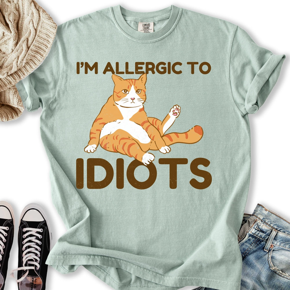Allergic To Idiots Cat Relaxed Tee