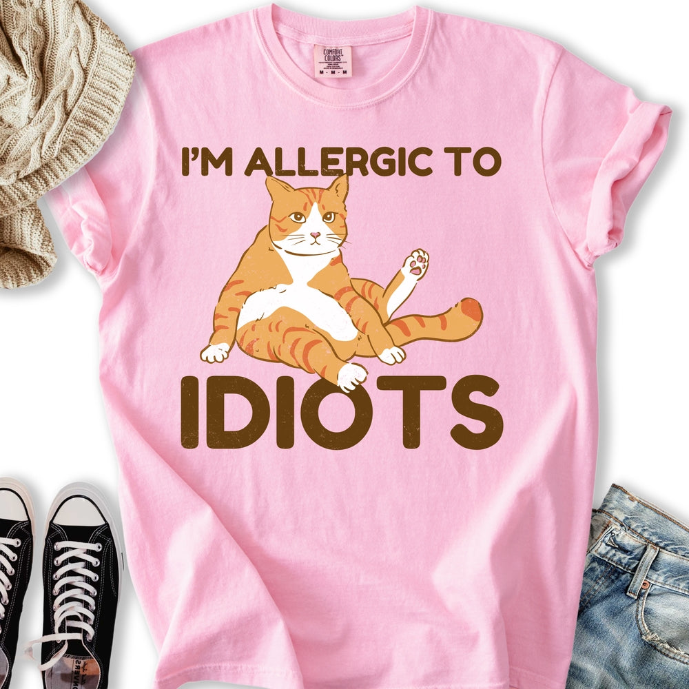 Allergic To Idiots Cat Relaxed Tee