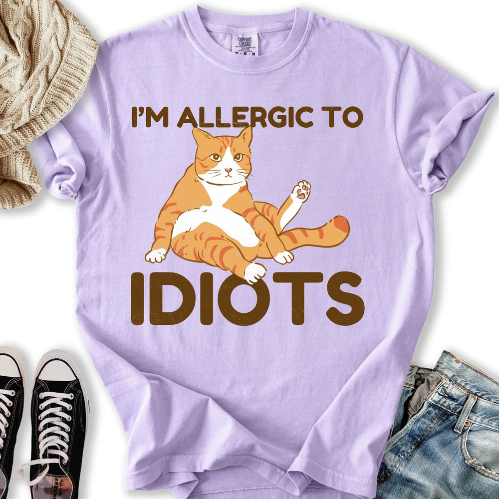 Allergic To Idiots Cat Relaxed Tee