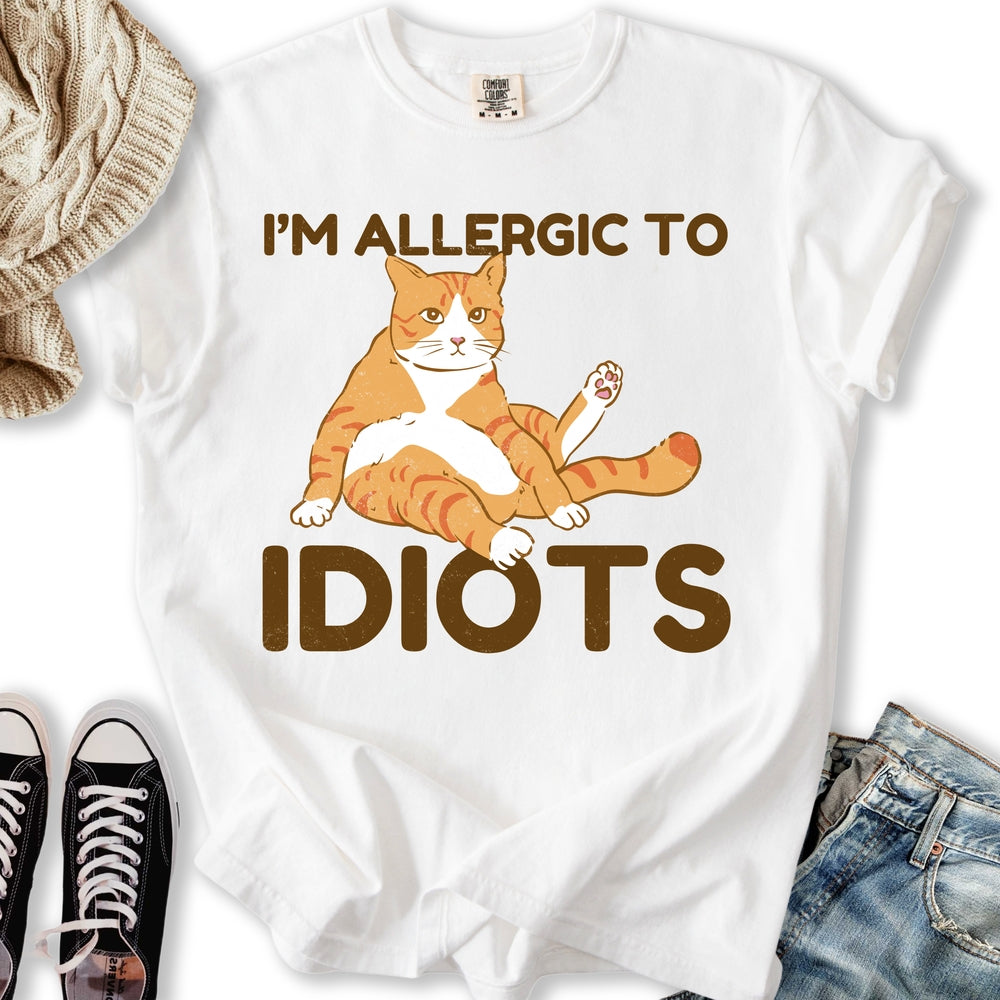 Allergic To Idiots Cat Relaxed Tee