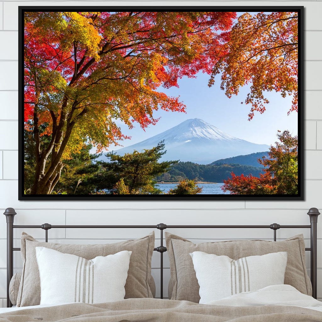 Autumn Trees by Mount Fuji Canvas Wall Art