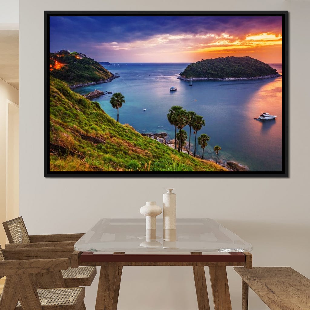 Boats Watching The Sunset Canvas Wall Art