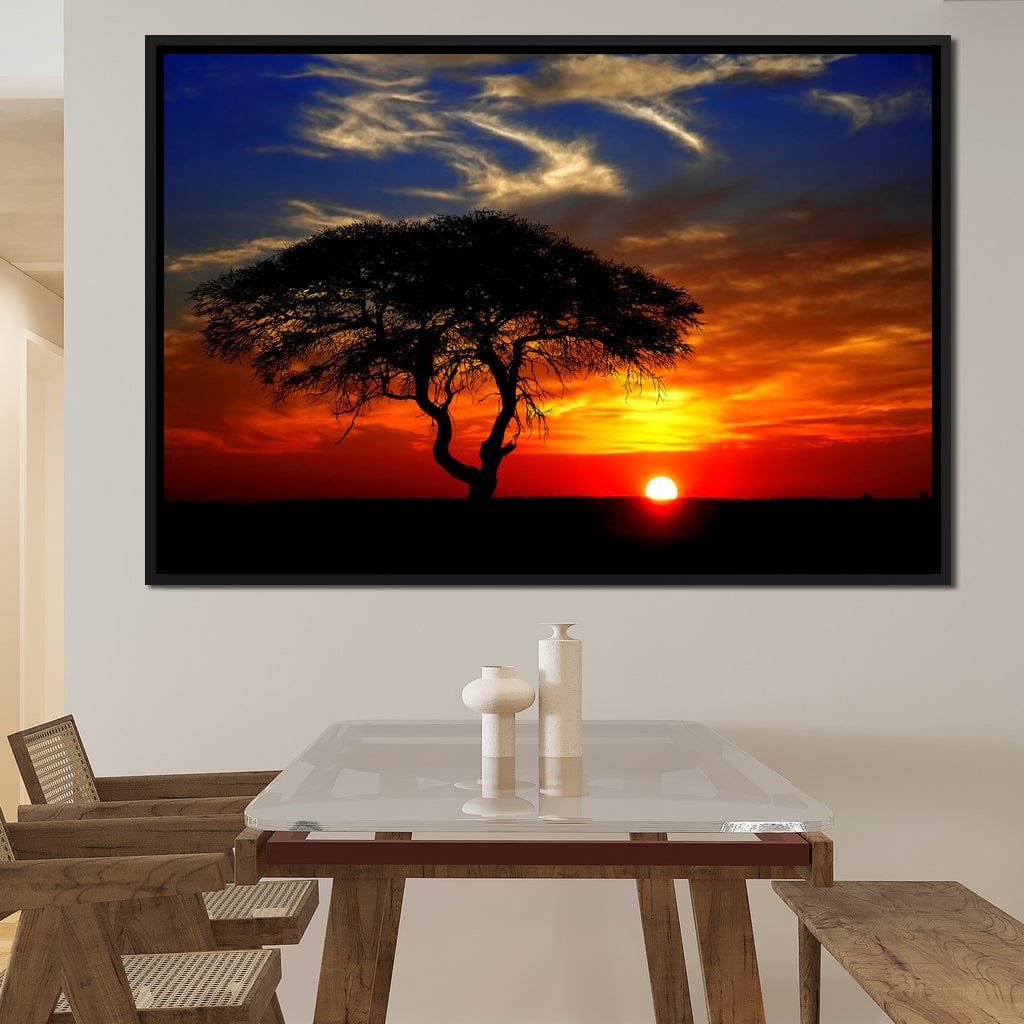 African Landscape Sunset Canvas Wall Art