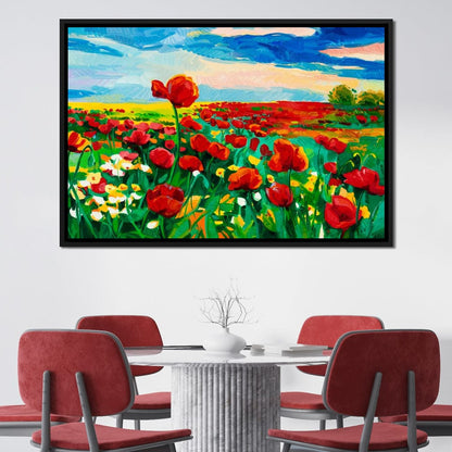 Field of Red Poppies Canvas Wall Art
