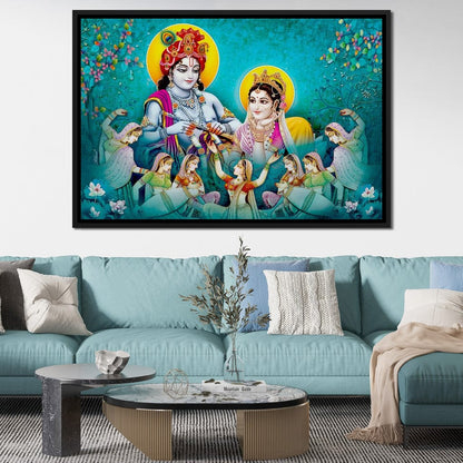 Lord Radha & Krishna Love Song Canvas Wall Art