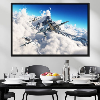 P51 Mustangs Winter Squadron Canvas Wall Art