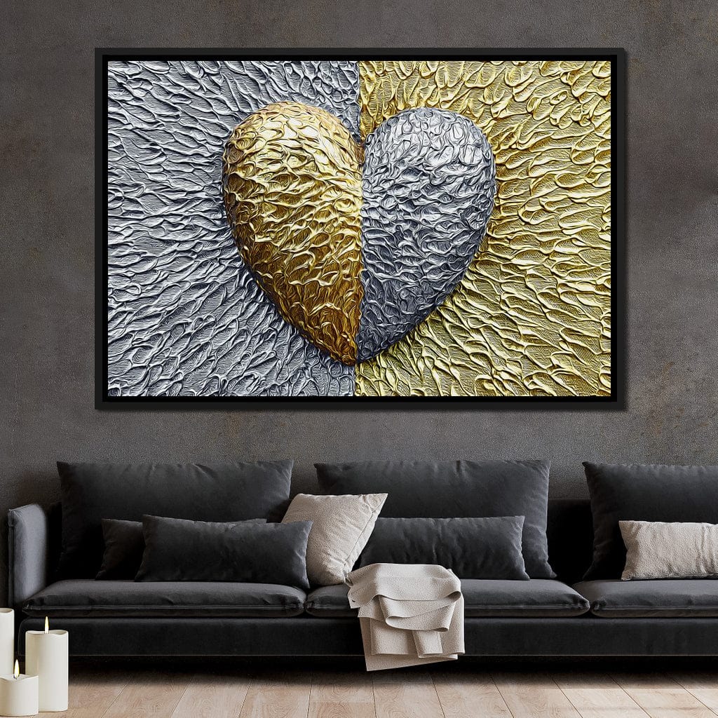 Due Color Heart Canvas Wall Art