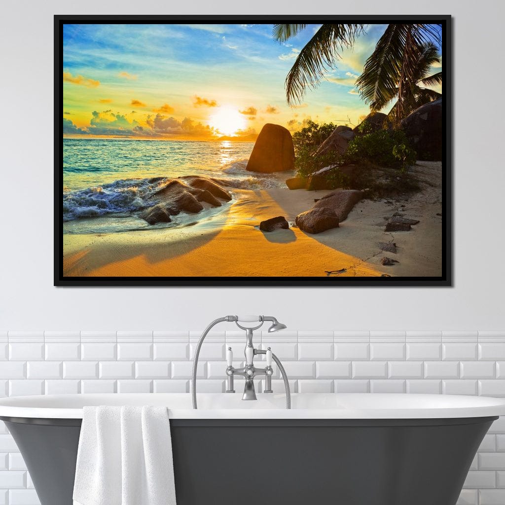Natural Beach Sunset Canvas Wall Art