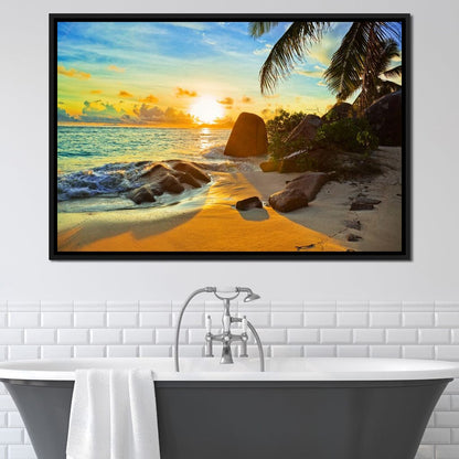 Natural Beach Sunset Canvas Wall Art
