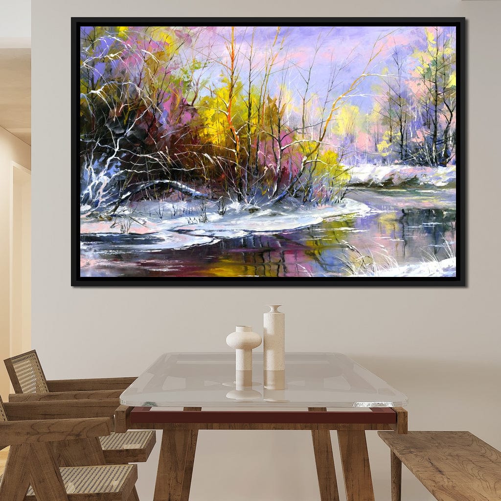 Winter Stream Canvas Wall Art