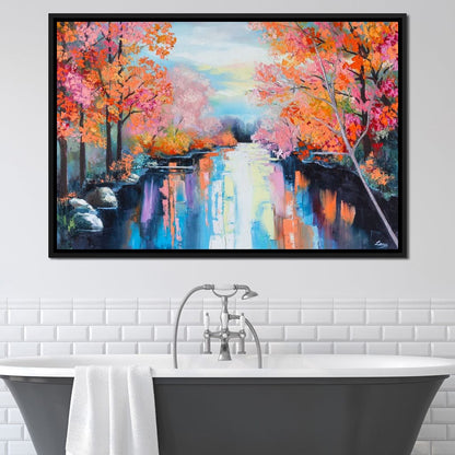 Autumn Stream Pastel Canvas Wall Art