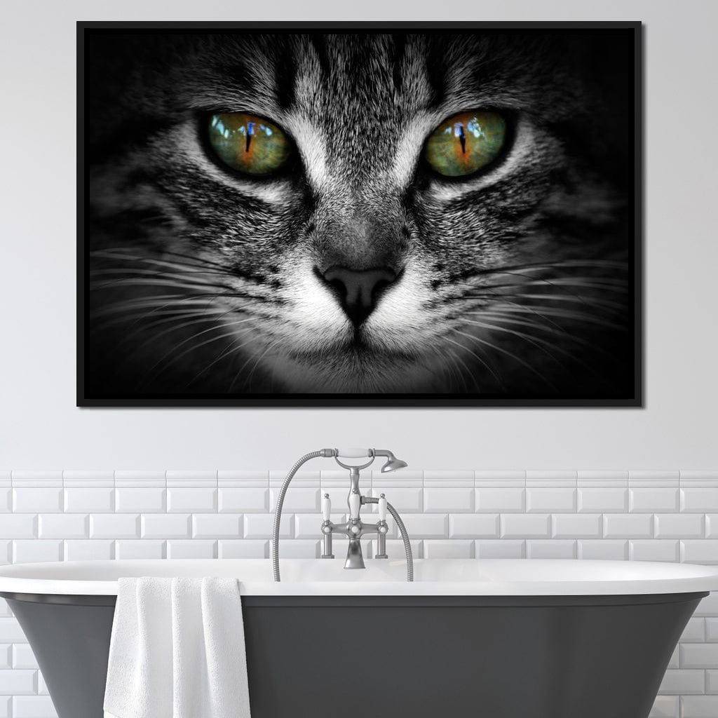 Green Eyed Cat Canvas Wall Art