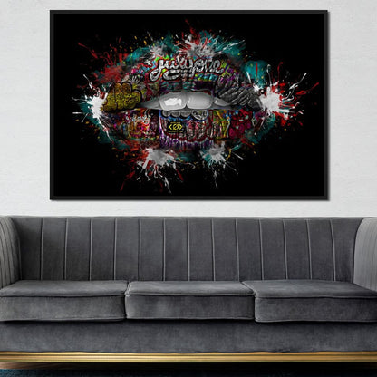 Graffiti Lips Canvas Wall Art