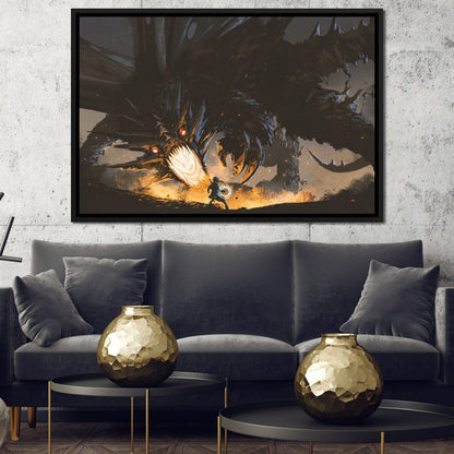 Dark Dragon Clash Canvas Wall Art